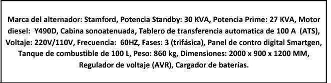 Generador Eléctrico HYC-Diesel Stamford 30KVA
